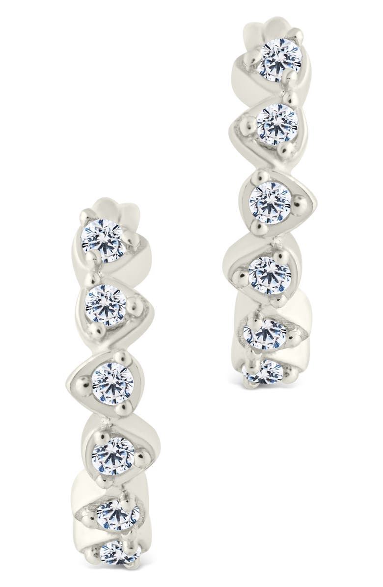 Sterling Forever Cassandra CZ Micro Hoop Earrings, Alternate, color, Silver