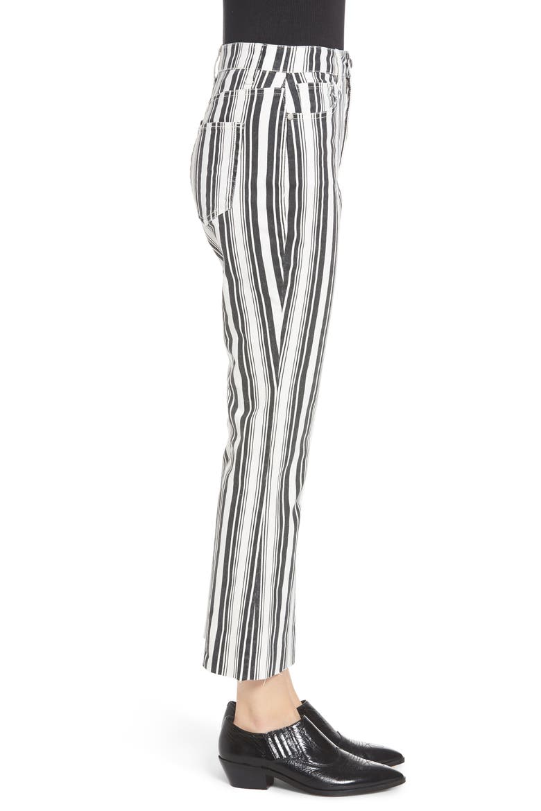 Stripe Crop Flare Jeans, Alternate, color, WHITE BLACK