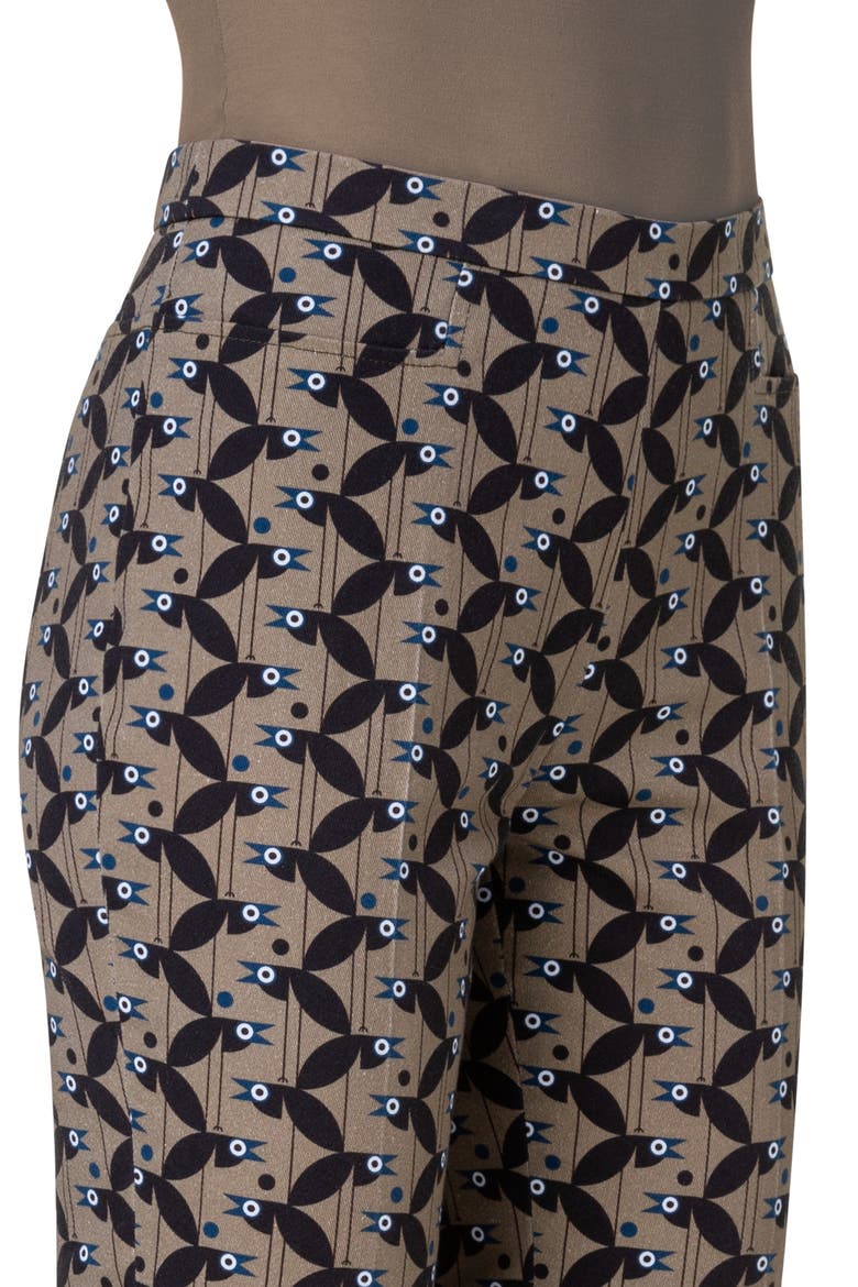 Franca Bird Print Stretch Cotton Crop Pants, Alternate, color, SAGE-BLACK