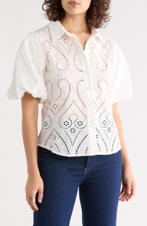 Open Stitch Button-Up Shirt