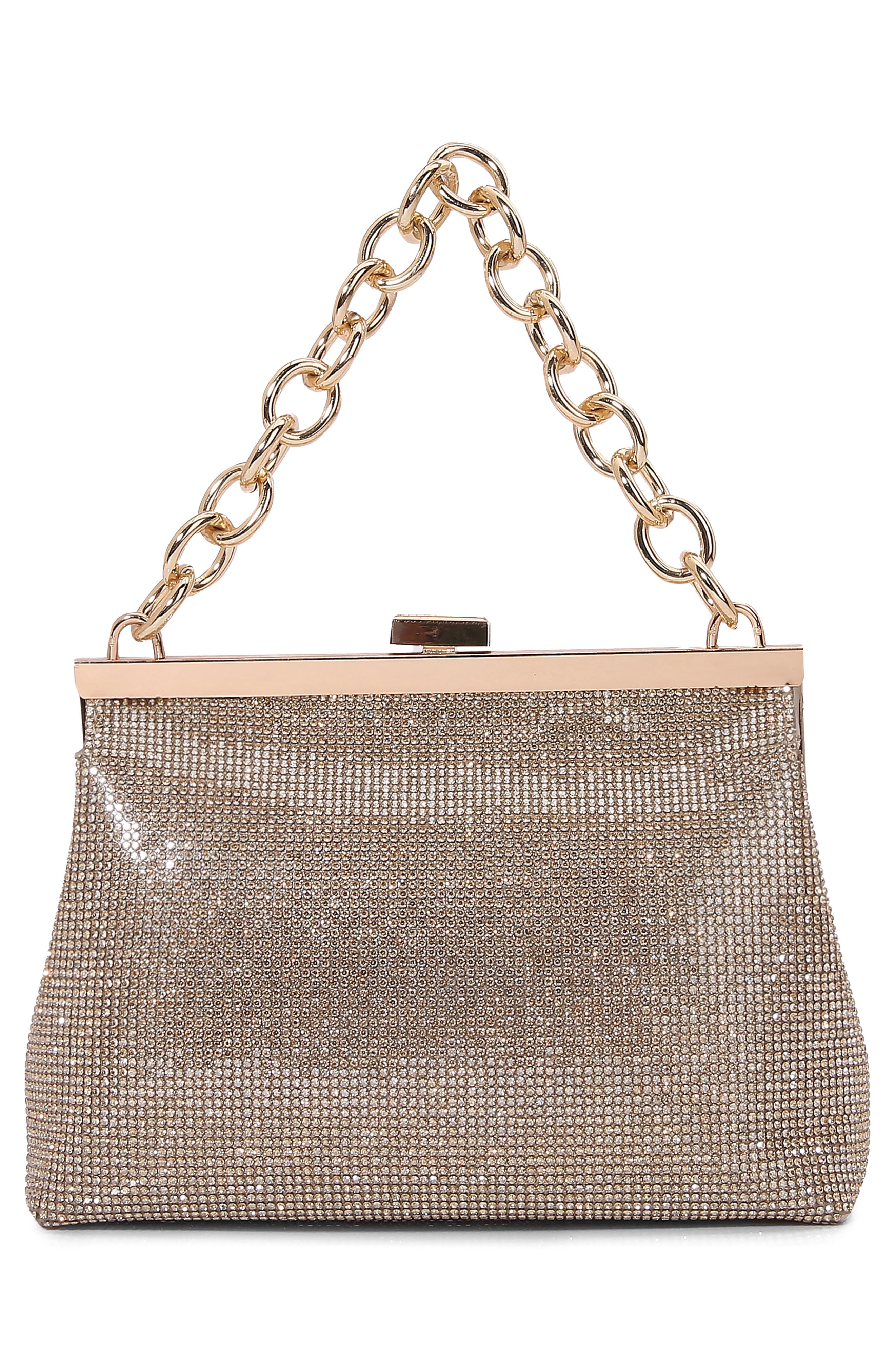 Rhinestone Chain Handbag, Alternate, color, GOLD