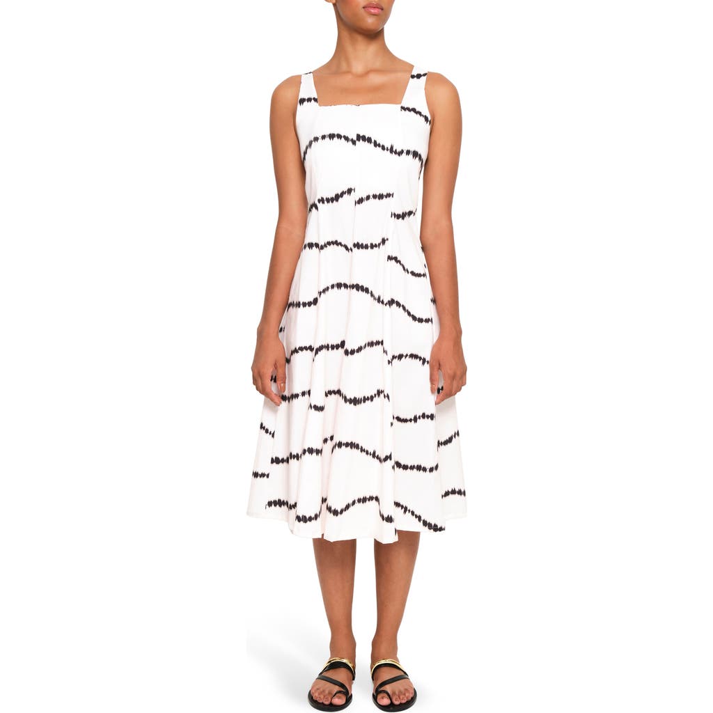 The Lulo Project Sea Stretch Cotton Midi Dress In Beige Waves