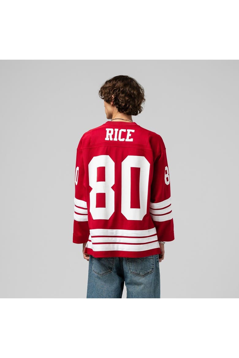 Men's Mitchell & Ness Jerry Rice Scarlet San Francisco 49ers Maxxed Out Fashion Hockey Jersey, Alternate, color, Scarlet