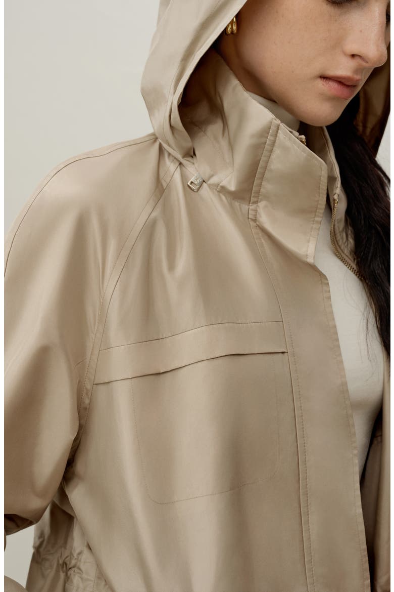 Silk Taffeta Water-Repellent Coat, Alternate, color, Gravel Gold