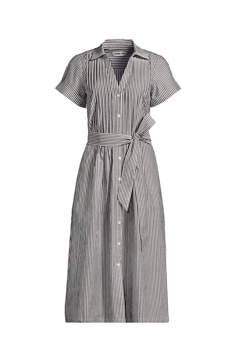 Lands' End Poplin Pintuck Detail Shirt Dress, Alternate, color, Rich Coffee Pinstripe