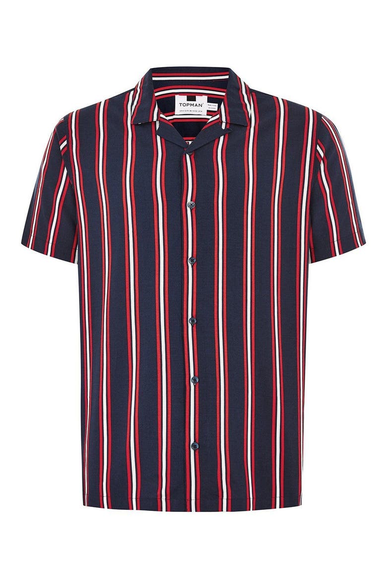 Stripe Camp Shirt, Alternate, color, NAVY MULTI