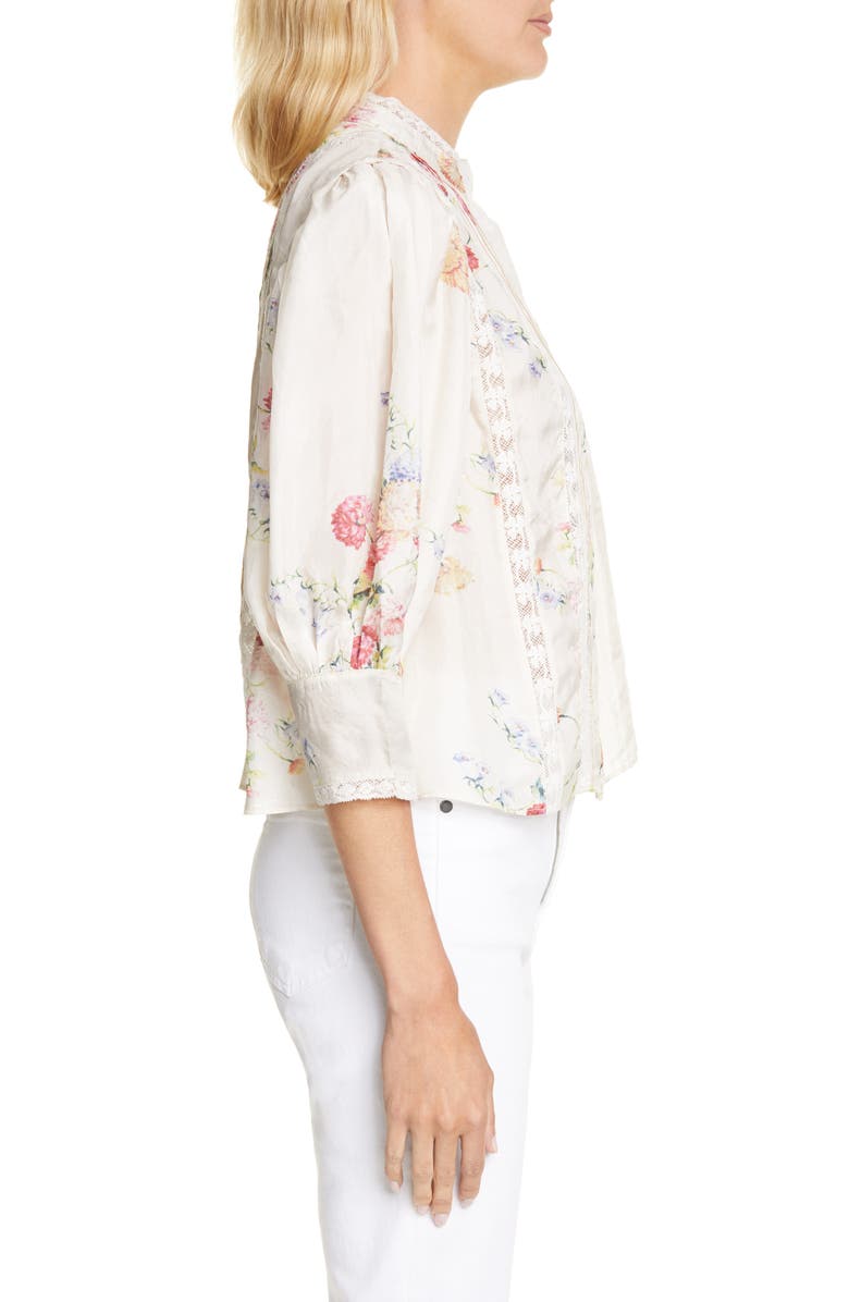 LoveShackFancy Tegan Floral Silk Blouse, Alternate, color, 
