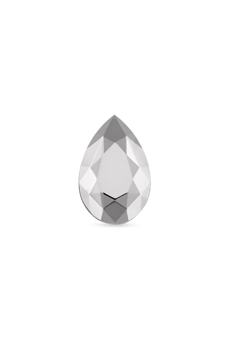 Faceted Pear Single Threaded Stud Earring, Alternate, color, WHITE GOLD
