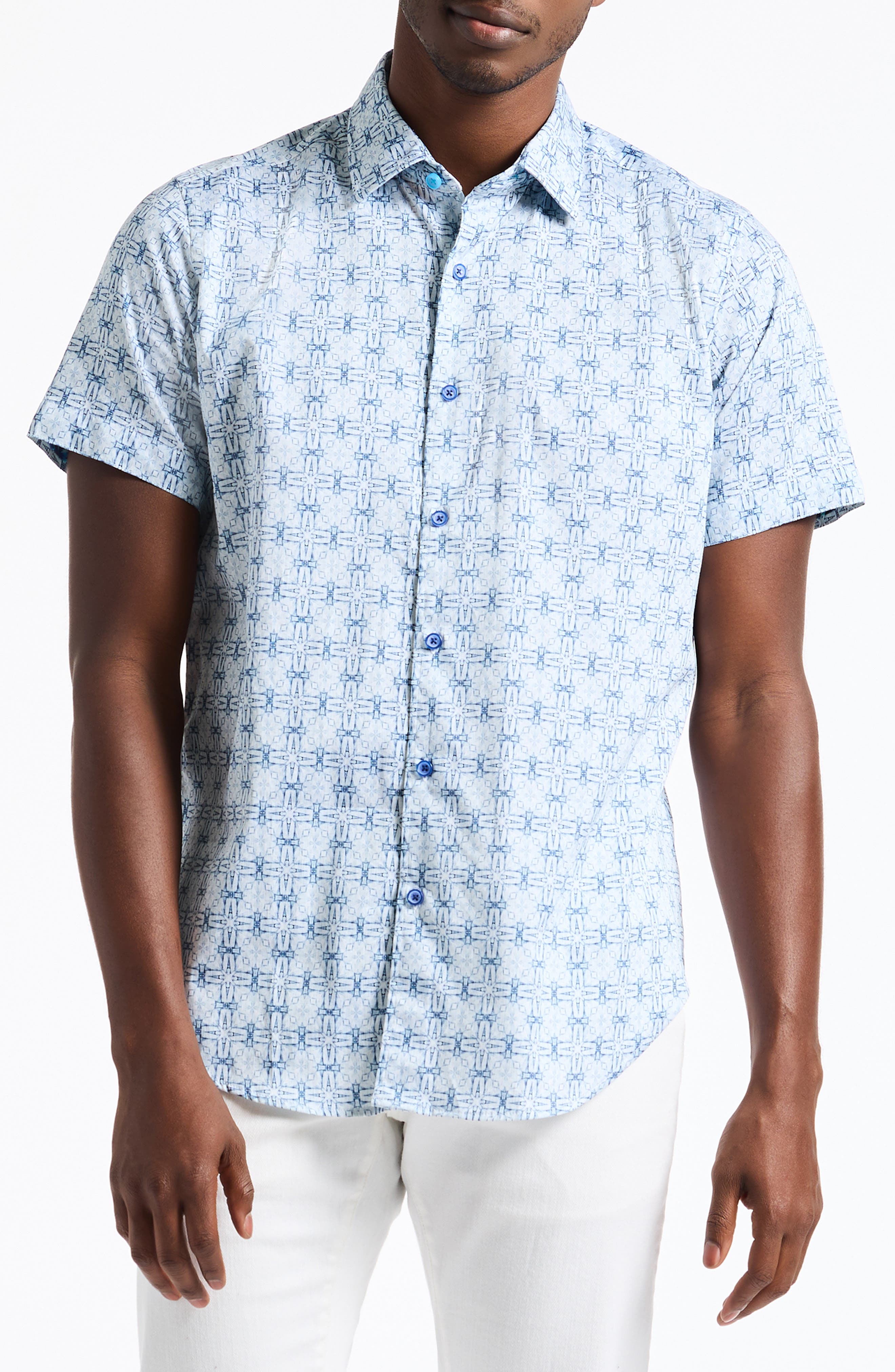 Robert Graham Madagascar Short Sleeve Stretch Cotton Button-Up Shirt