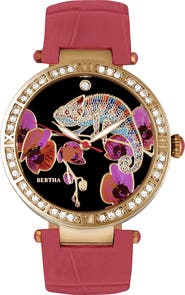 BERTHA Camilla Mother-Of-Pearl Leather-Band Watch