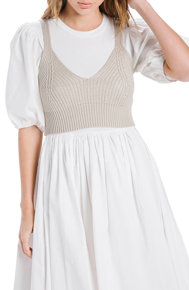 En Saison Mixed Media Midi Dress | Nordstrom
