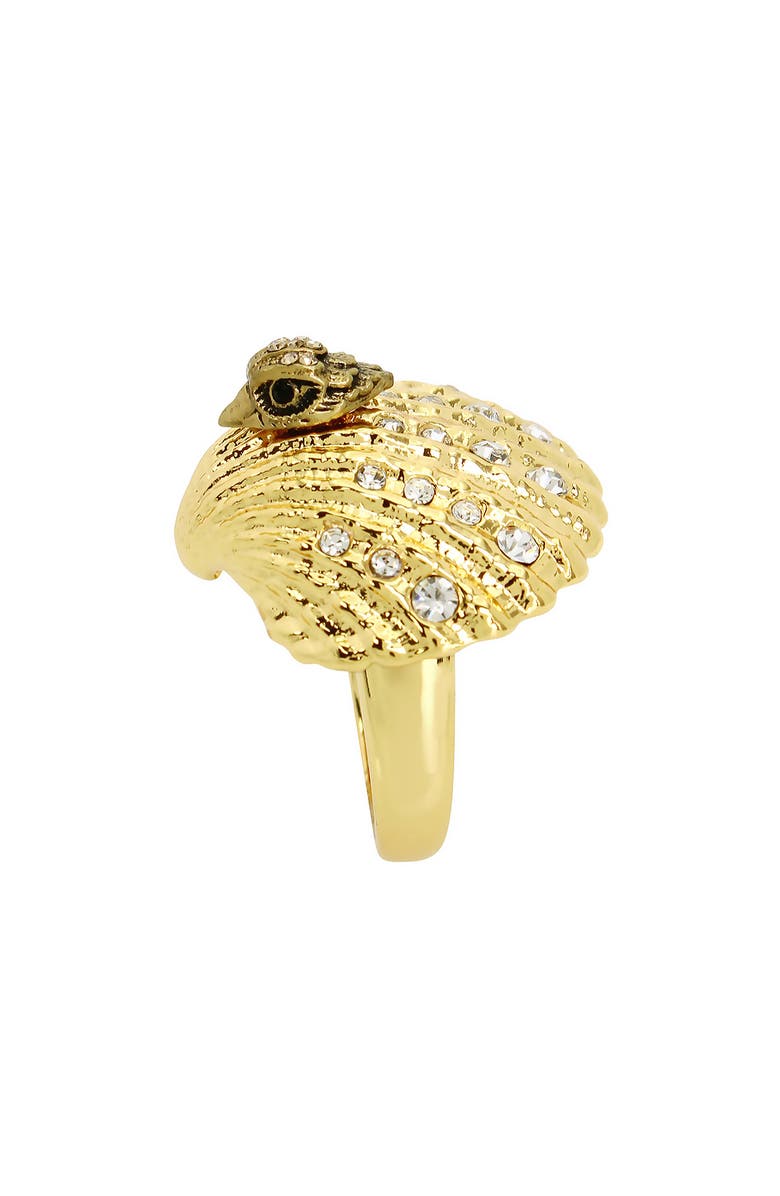 Kurt Geiger London Pavé Crystal Eagle's Head Shell Cocktail Ring, Alternate, color, Gold