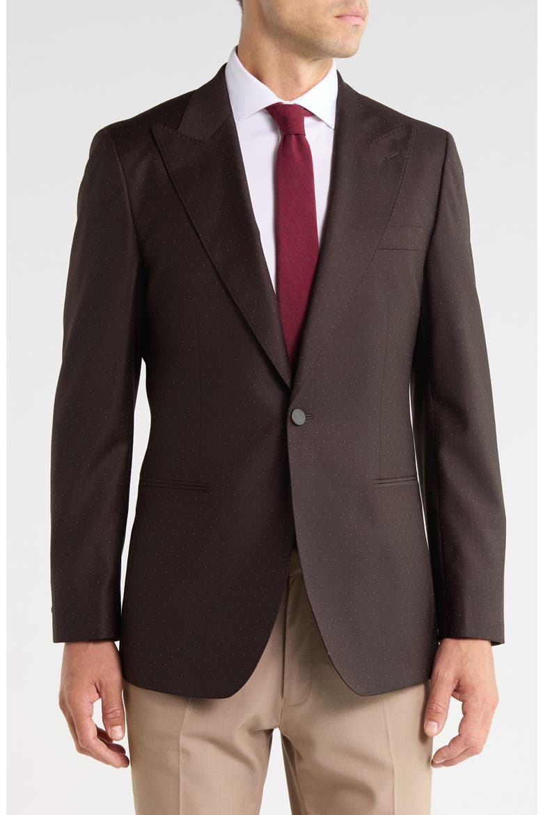 Jake Single Button Dot Sport Coat, Main, color, BROWN