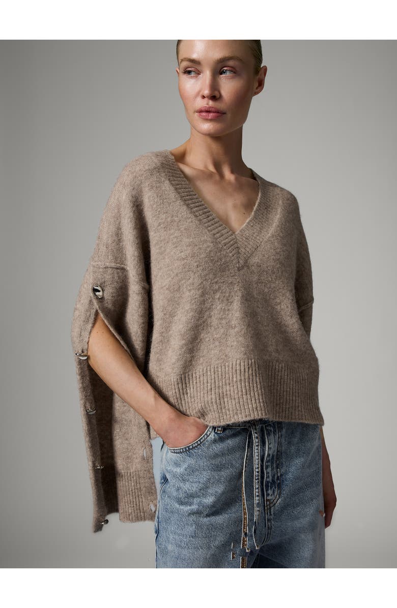 DAY Birger et Mikkelsen Solange Oversized Button Detail Sweater, Main, color, Hazel Melange
