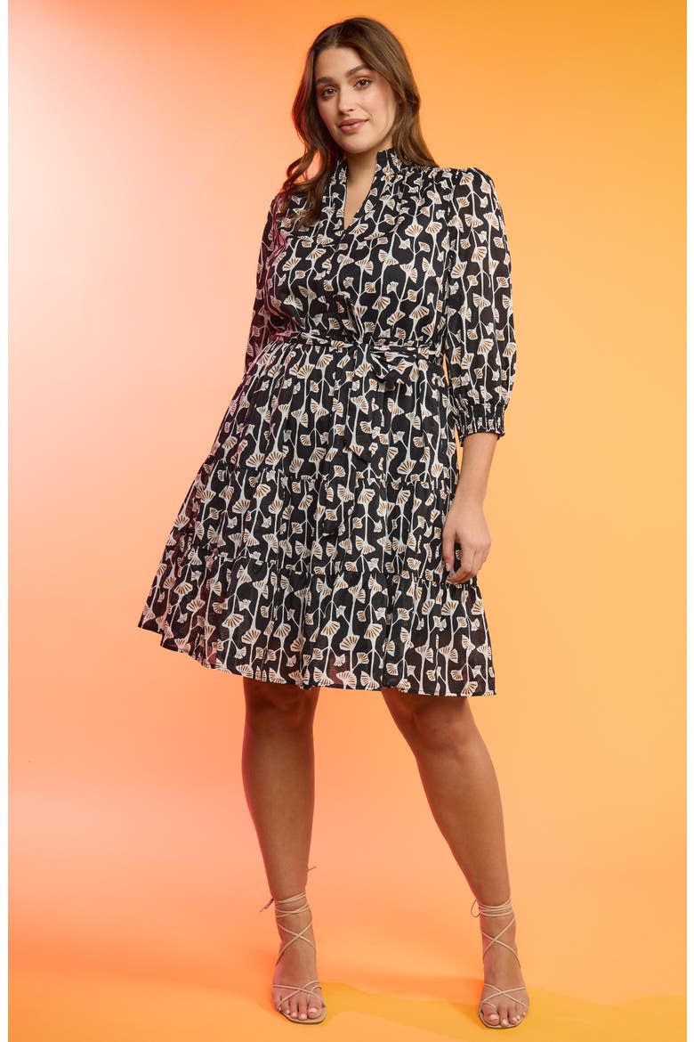 Sea Lily Tiered Cotton Dress, Alternate, color, BLACK PRINT