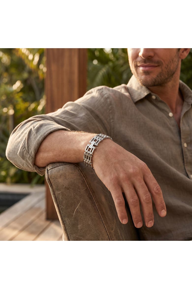 Men's Steel Single tone 13.5mm Link Flexible Clasp  8.5 " Bracelet, Alternate, color, Stainless Steel