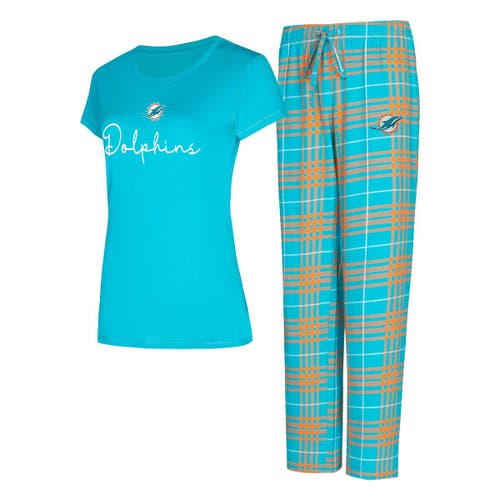 Concepts Sport Miami Dolphins Vector T-shirt & Flannel Pants Sleep Set