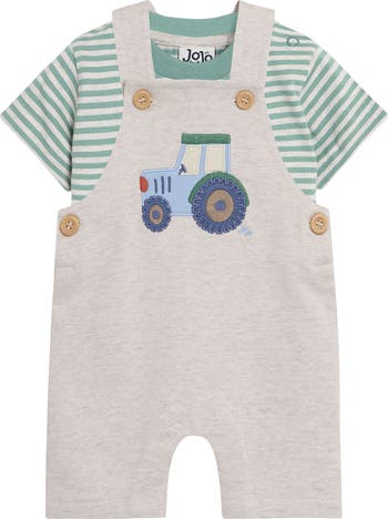 Shirt & Tractor Appliqué Overalls Set