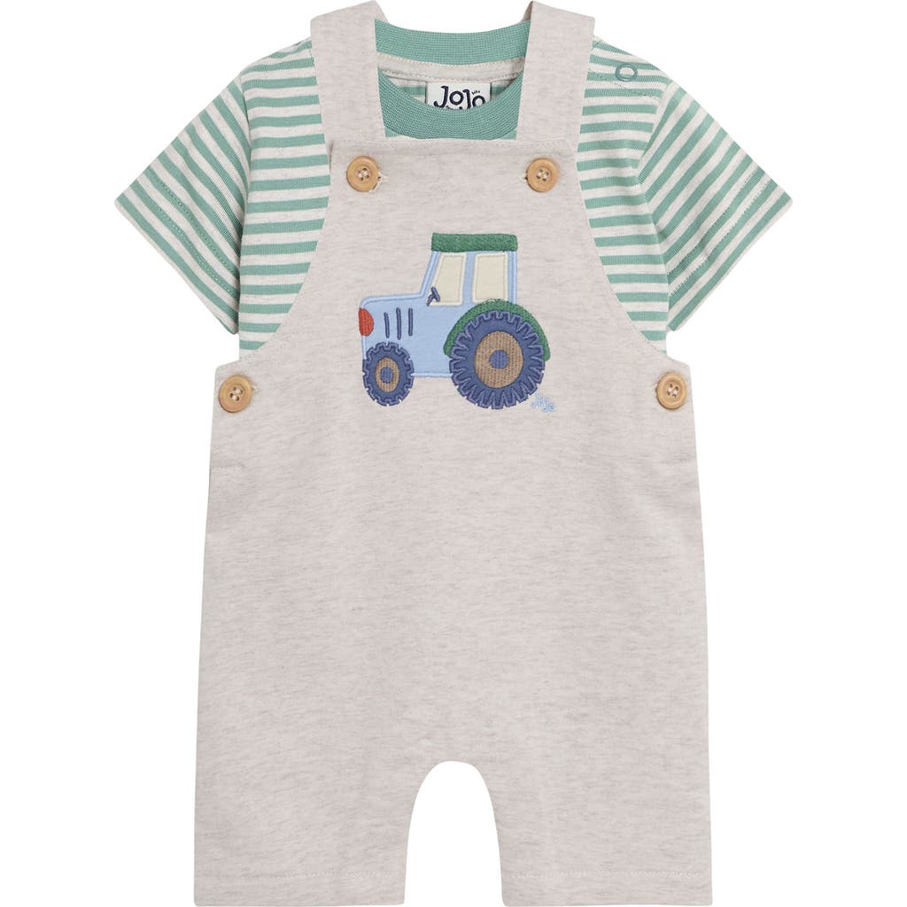 Jojo Maman Bébé Jojo Maman Bebe Shirt & Tractor Appliqué Overalls Set In Natural