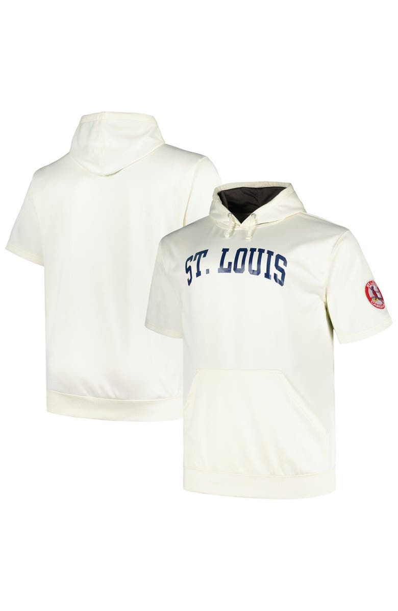 PROFILE Men's Profile Oatmeal St. Louis Cardinals Big & Tall Contrast Short Sleeve Pullover Hoodie, Main, color, Oatmeal