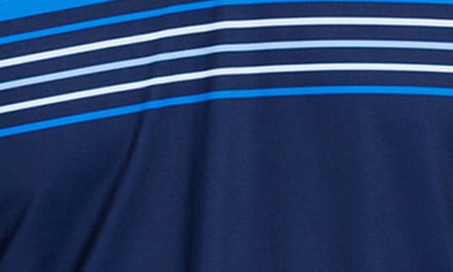 Tailorbyrd Engineered Stripe Performance Quarter-zip Polo In Blue