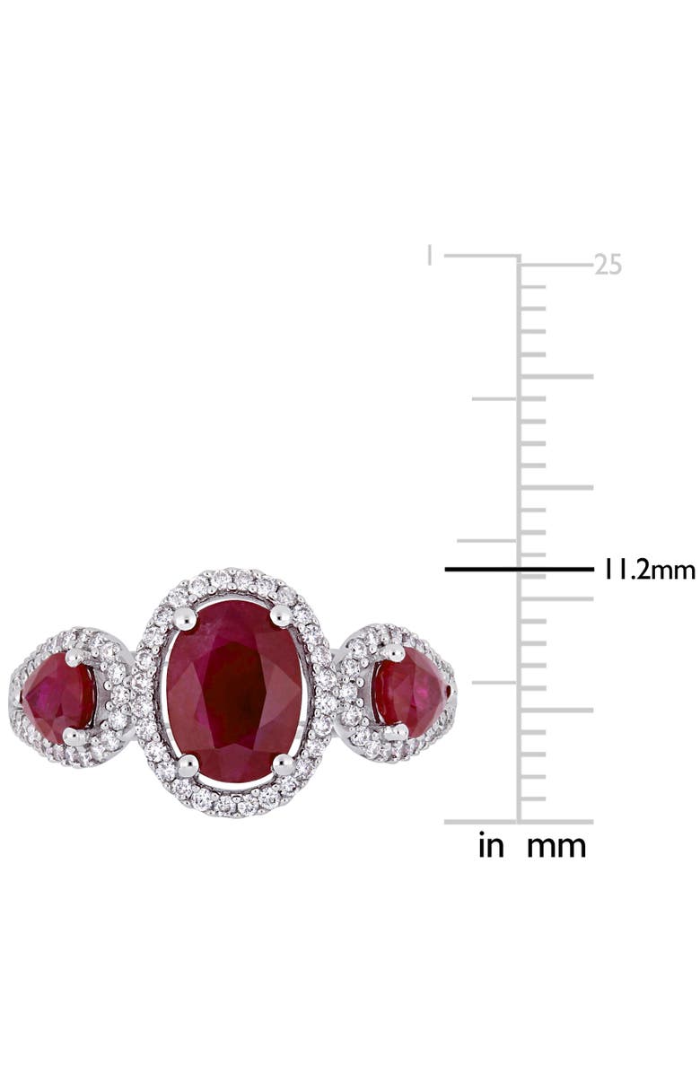 Julianna B. Ruby & Diamond 3-Stone Halo Ring 14k, Alternate, color, Ruby