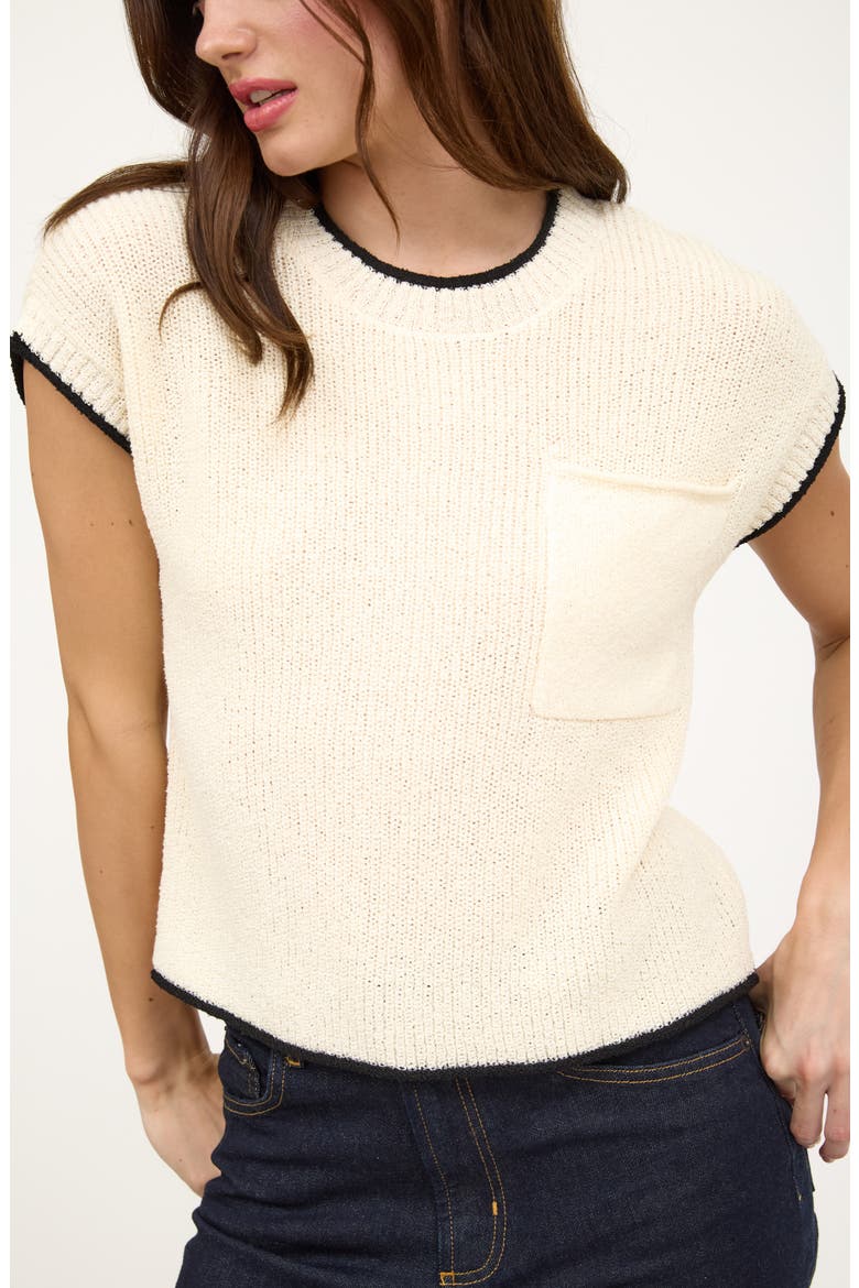 Contrast Edge Cap Sleeve Sweater, Main, color, OATMEAL