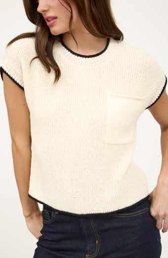 Blu Pepper Contrast Edge Cap Sleeve Sweater