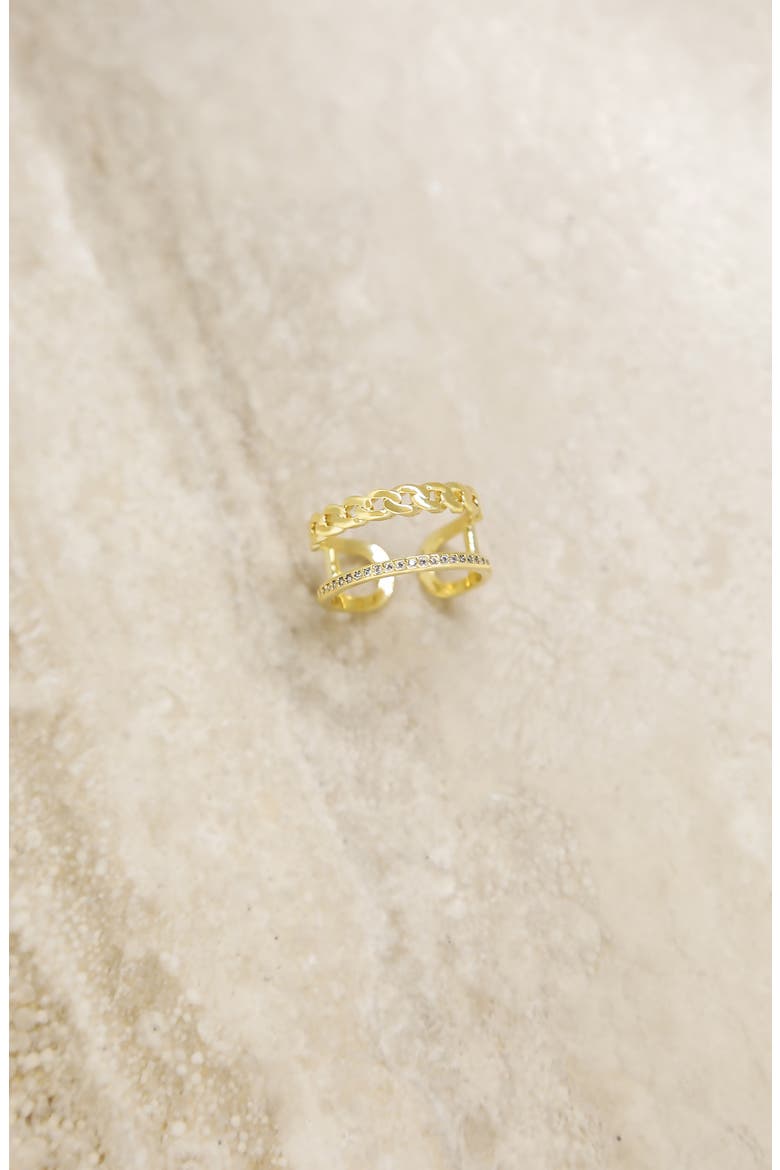 Cubic Zirconia Rope Ring, Alternate, color, GOLD