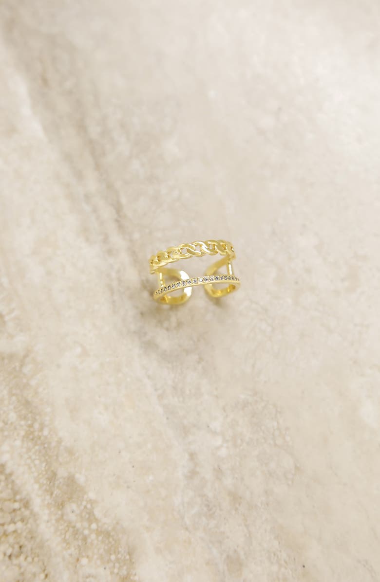 Ettika Cubic Zirconia Rope Ring, Alternate, color, Gold