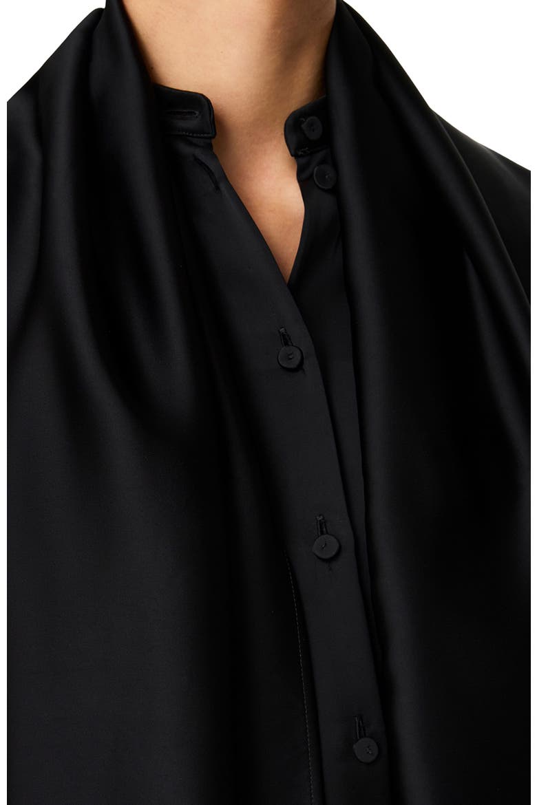Band Collar Blouse with Scarf, Alternate, color, Black