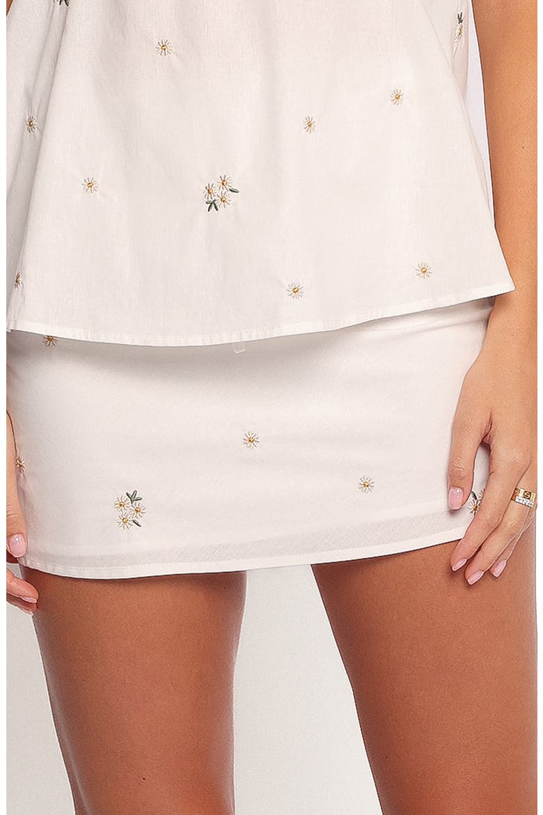 Esra Embroidered Tie Waist Miniskirt, Main, color, IVORY