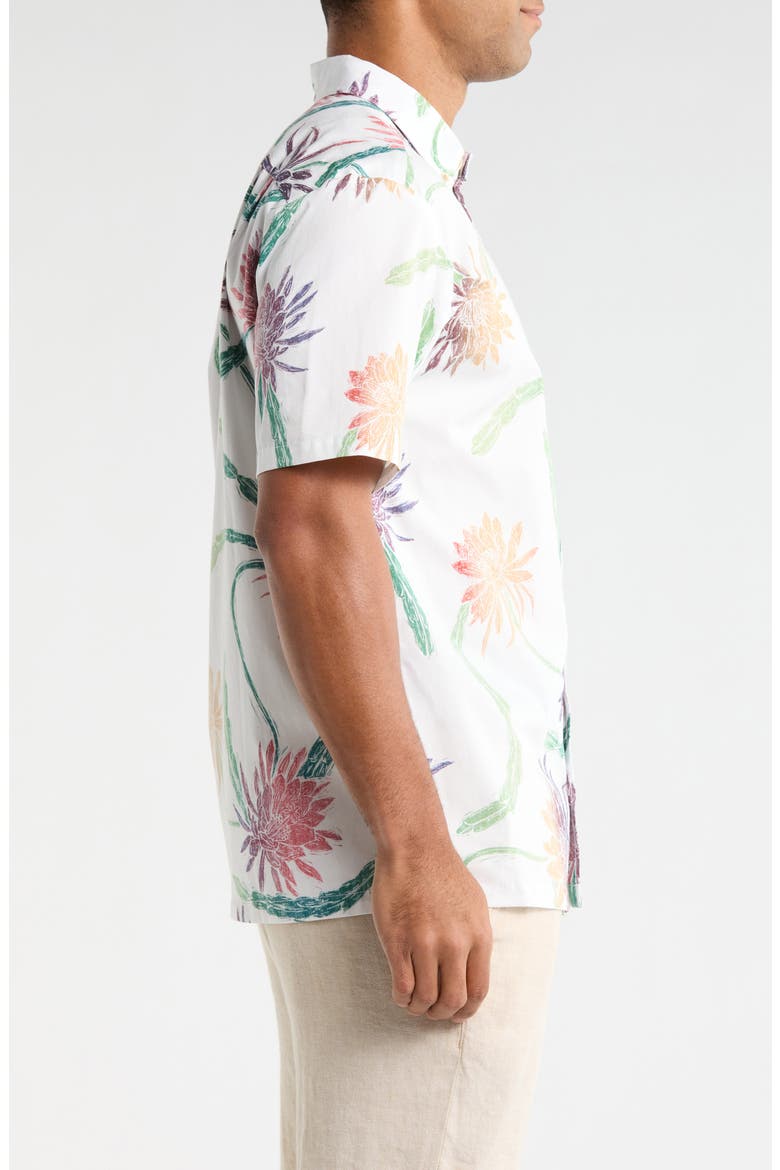 Night Shades Print Cotton Short Sleeve Button-Down Shirt, Alternate, color, OFF WHITE