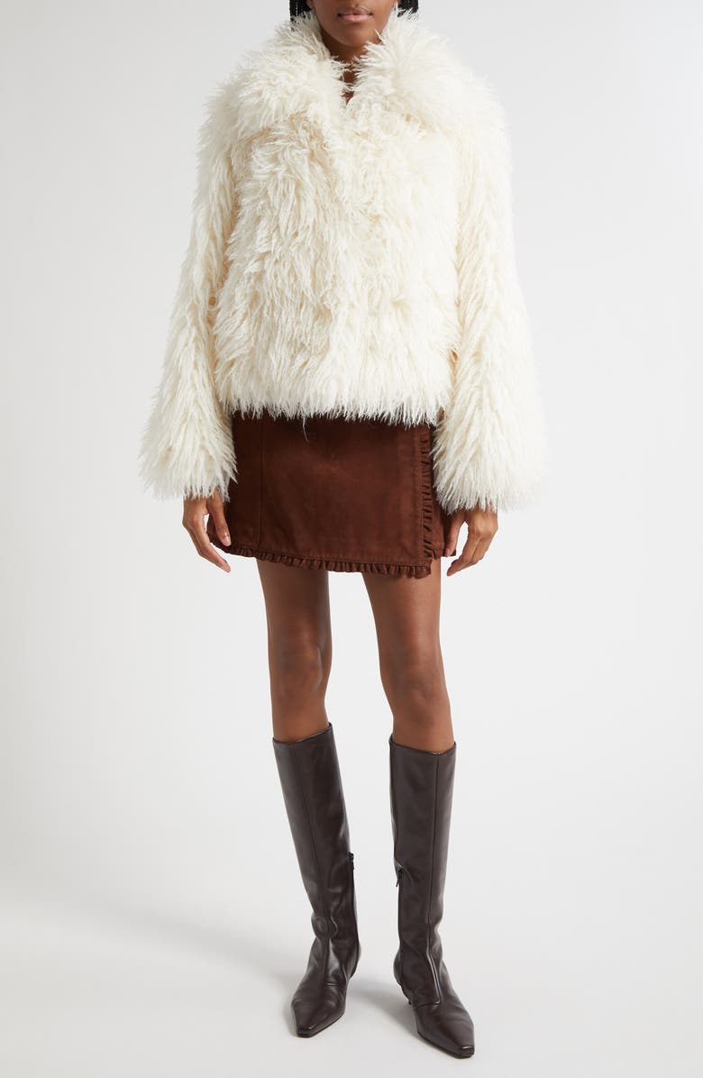 Cinq à Sept Geraldine Faux Fur Coat, Alternate, color, Ivory/Ivory