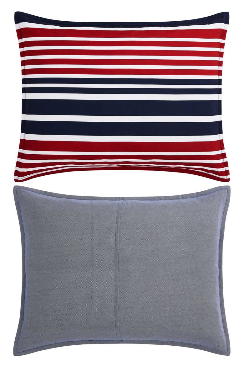 Favorite Stripe Comforter & Shams Set, Alternate, color, WHITE/ MEDIUM RED/ NAVY BLUE