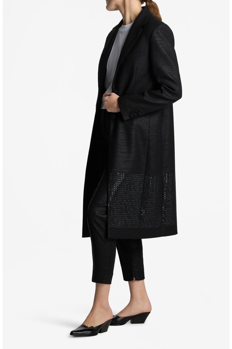 Metallic Twill Longline Jacket, Alternate, color, BLACK/ BLACK