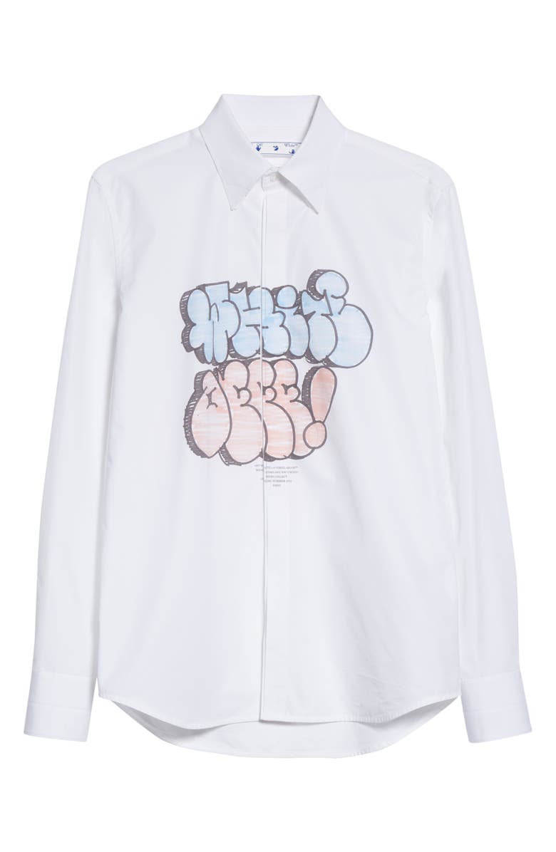 Off-White Graffiti Graphic Button-Up Shirt, Alternate, color, 