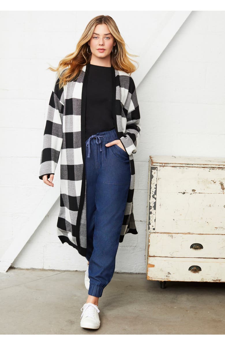 June + Vie Drawstring Denim Jogger, Alternate, color, Medium Wash