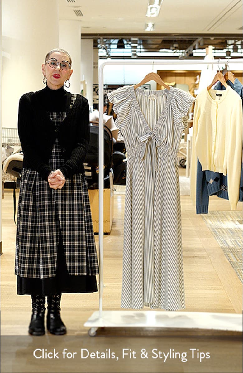 Stripe Plunge Neck Cotton Dress, sales video thumbnail