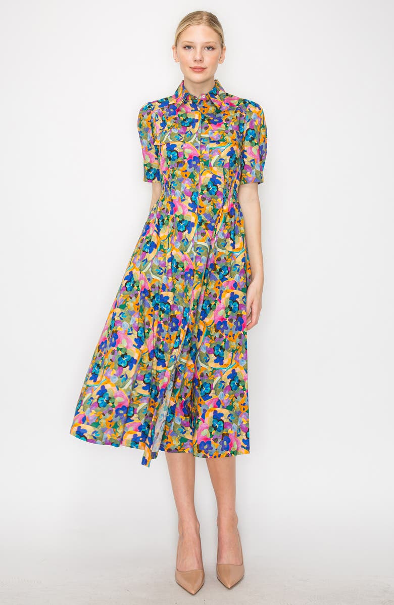 MELLODAY Puff Sleeve Shirtdress, Alternate, color,