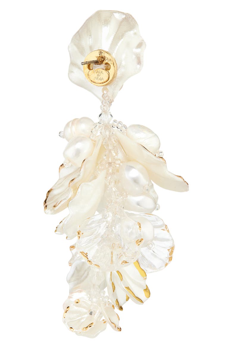 Mixed Petals Drop Earrings, Alternate, color, IVORY