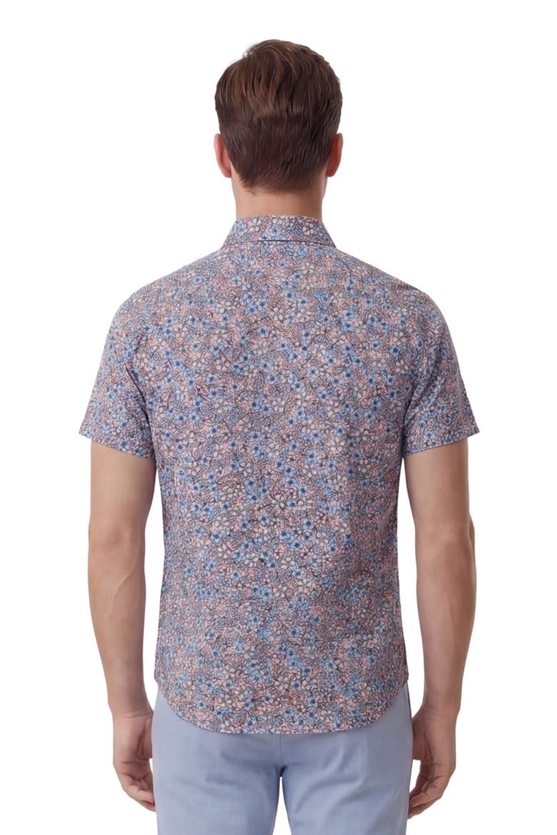 Floral Field Mens Printed Button Up Shirt, Alternate, color, FLORAL FIELD CORAL