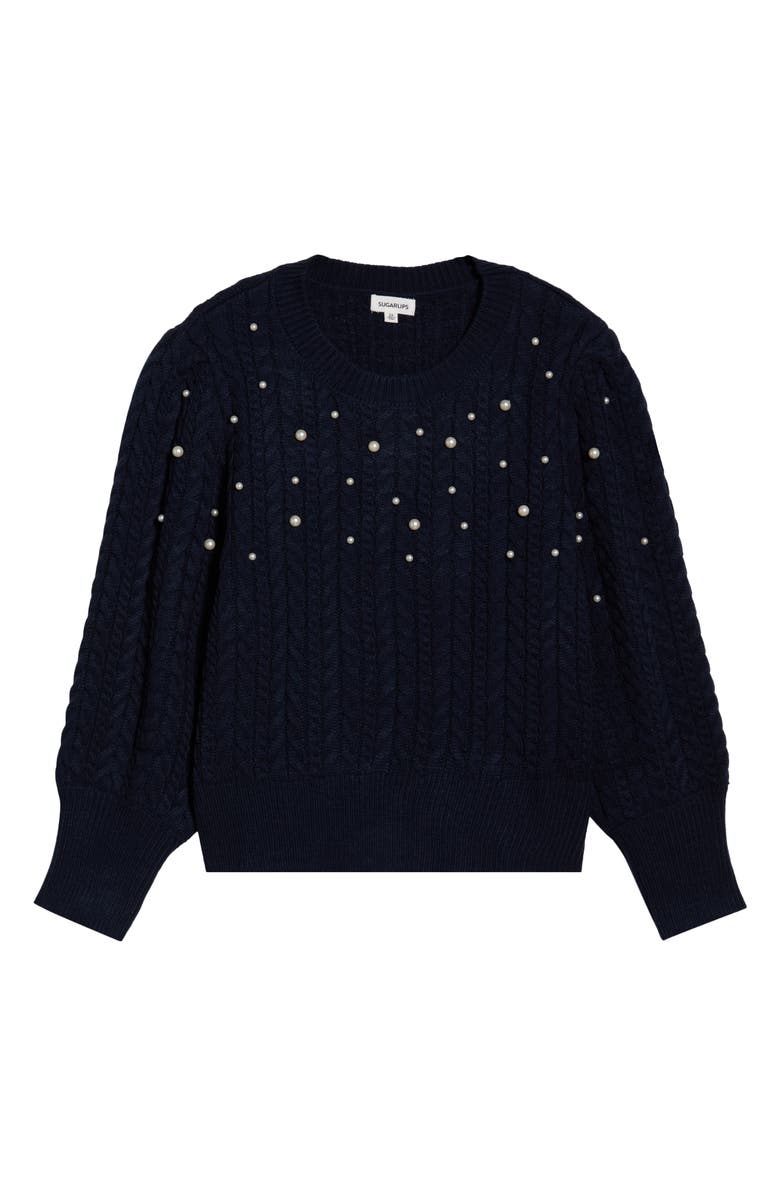 SUGARLIPS Toxey Cable Stitch Sweater, Alternate, color, Navy
