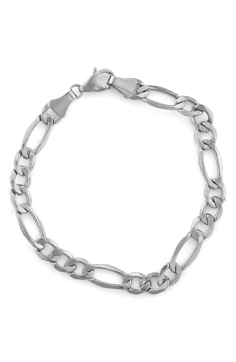 FZN Sterling Silver Figaro Chain Bracelet, Main, color,