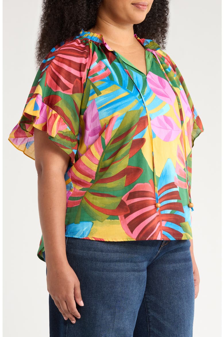 Novi Tropical Print Cotton Top, Alternate, color, KELLY GREEN