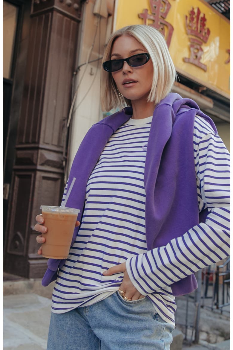 Logo Wave Stripe Longsleeve Tee, Alternate, color, Liberty Purple