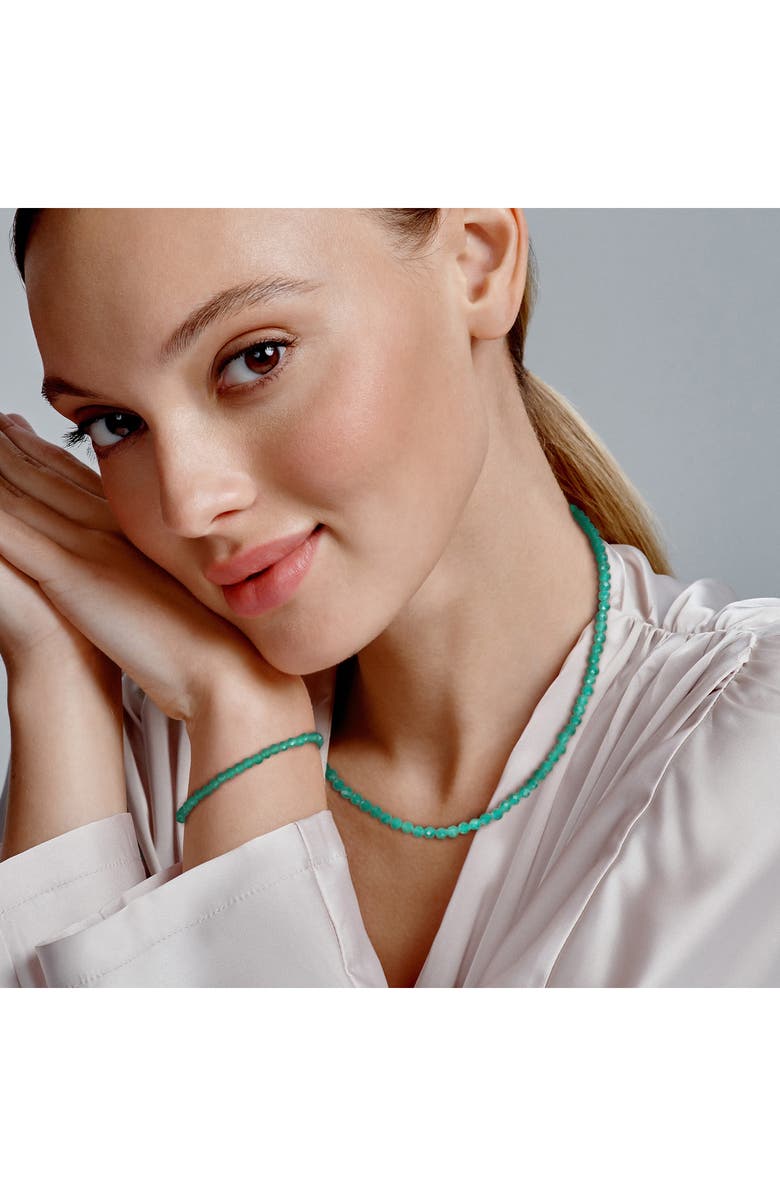 DELMAR Beaded Green Onyx Bracelet & Necklace Set, Alternate, color, Green