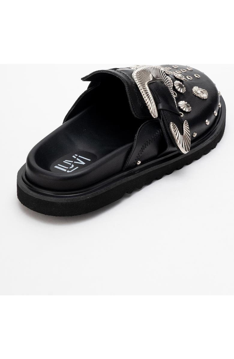 Forever & Always Shoes Maril Leather Buckle Sandal, Alternate, color, Black Leather