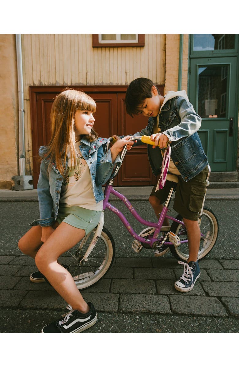 Deux par Deux Embroidery Long Sleeve Denim Jacket, Alternate, color, Light Blue Denim