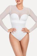 Popilush Sheer Mesh Sultry Date Night & Cocktail Long Sleeve Bodysuit